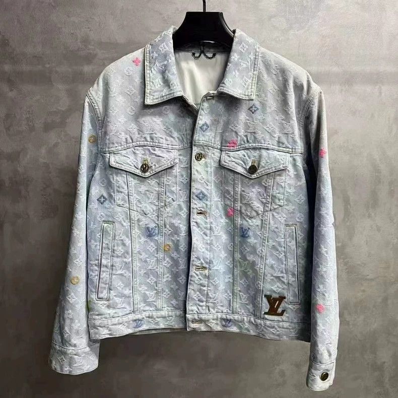 Louis Vuitton LOUIS VUITTON Blue Tyler full logo denim jacket 2501-Nexta Size US M / EU 48-50 / 2 - 1 Thumbnail