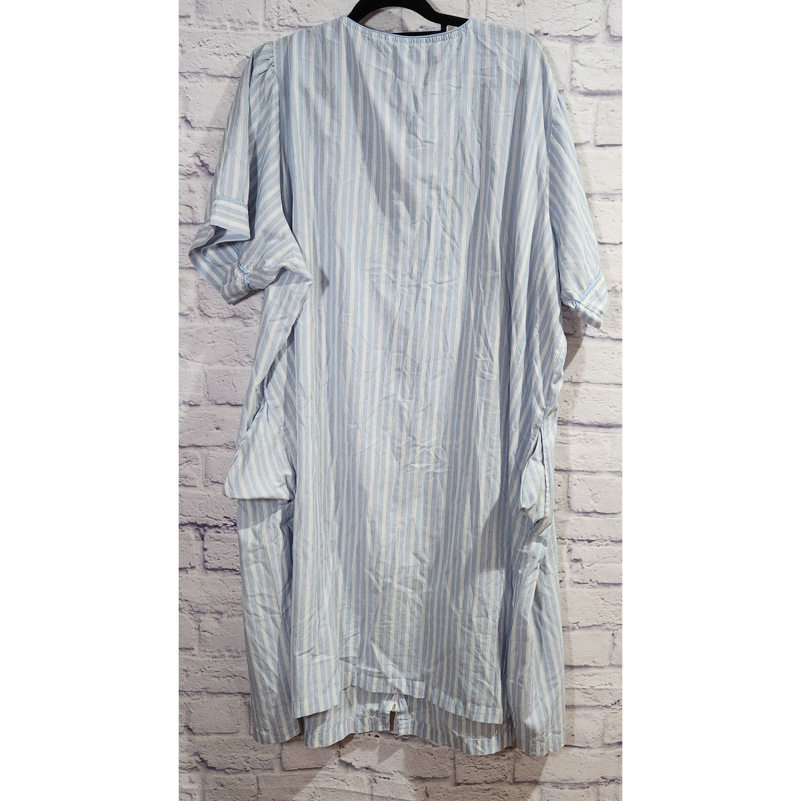 Other Vintage Ashley Taylor Blue Stripe Embroidered Robe 4X Plus Size ONE SIZE - 5 Thumbnail