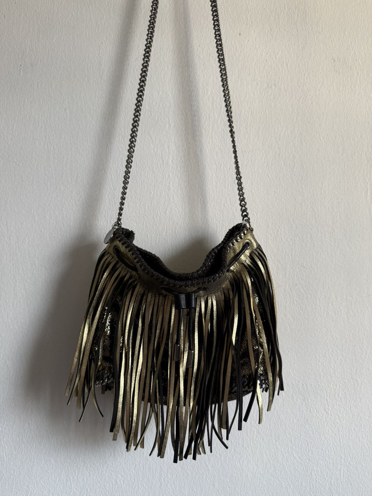 Stella McCartney Stella McCartney Gold Faux Leather Mini Fringe Falabella bag Size ONE SIZE - 3 Thumbnail