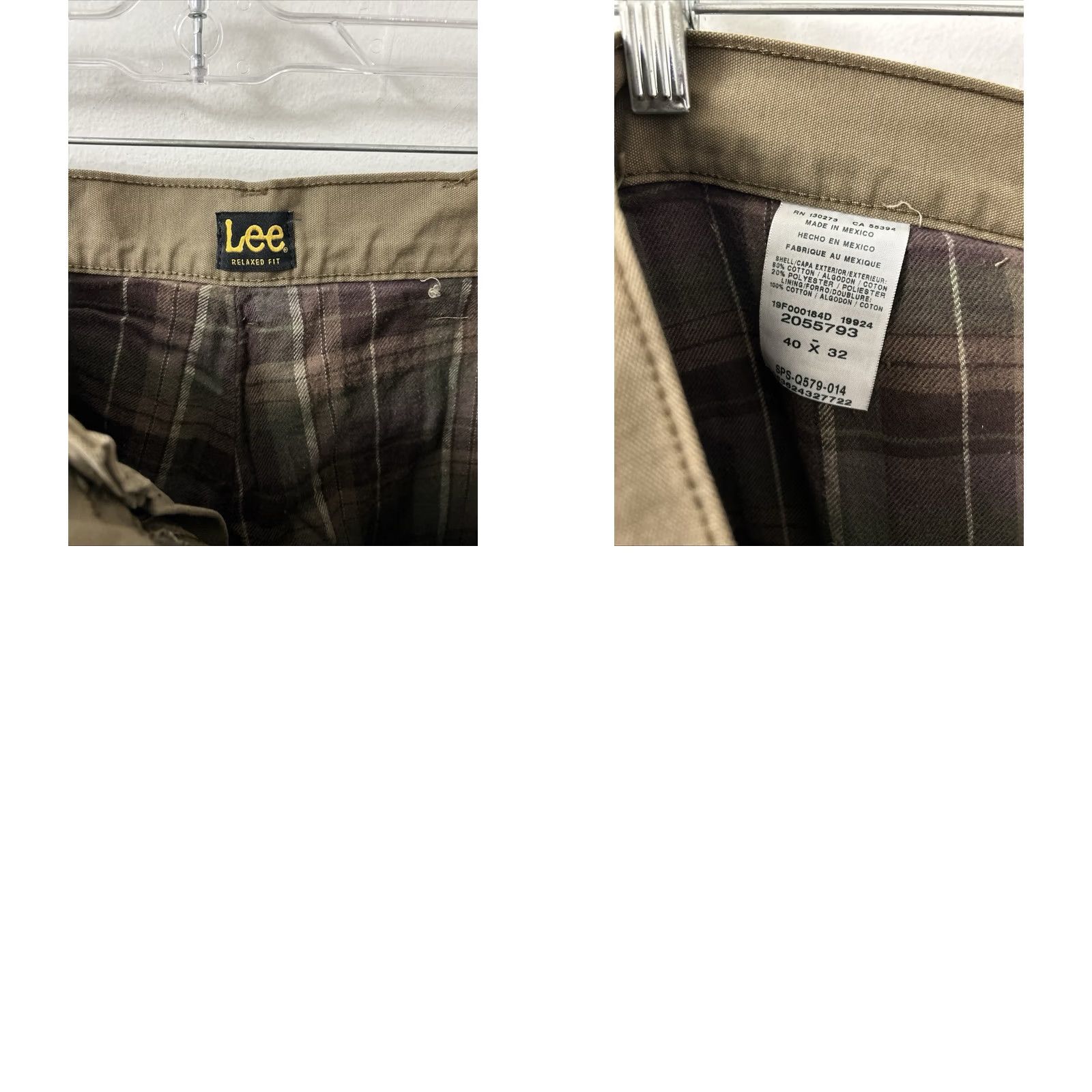 Lee VINTAGE Lee Flannel Lined Pants Mens 40x32 Brown Relaxed Fit Khaki Work Trousers Size US 40 / EU 56 - 9 Thumbnail