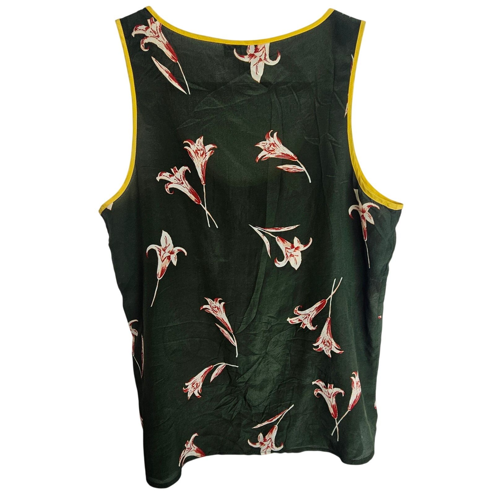 Lucky Brand Lucky Brand Womens Floral Silk Tank Sz M Olive Green Western Size M / US 6-8 / IT 42-44 - 8 Thumbnail