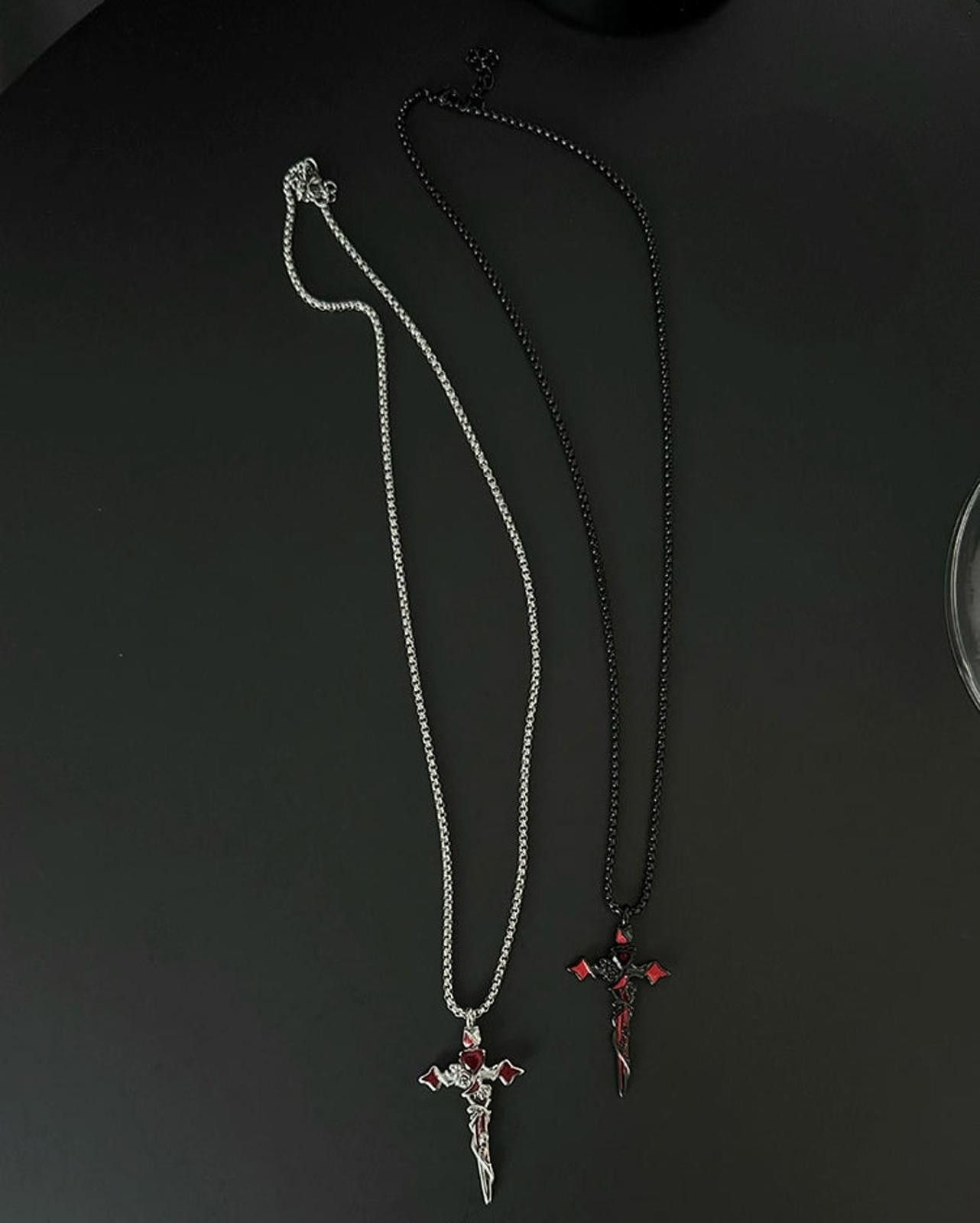 Jewelry RED Cross Pendant Necklaces, Gothic Style Size ONE SIZE - 5 Thumbnail