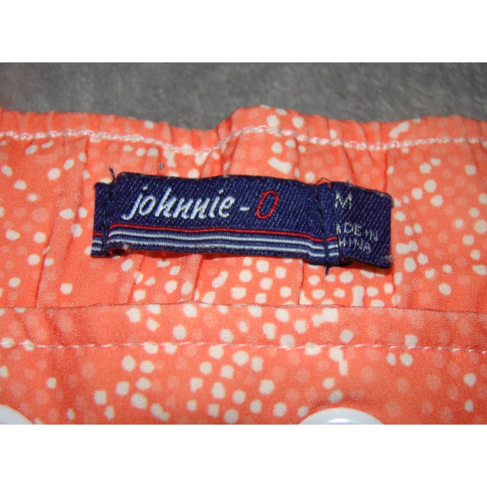 johnnie-O Johnnie-O Mens Surf Shorts Trunks Board Swim Half Elastic Drawstring M Orange White Geometric 90s? Wait 90s not in original. Remove. Size US 31 - 2 Thumbnail