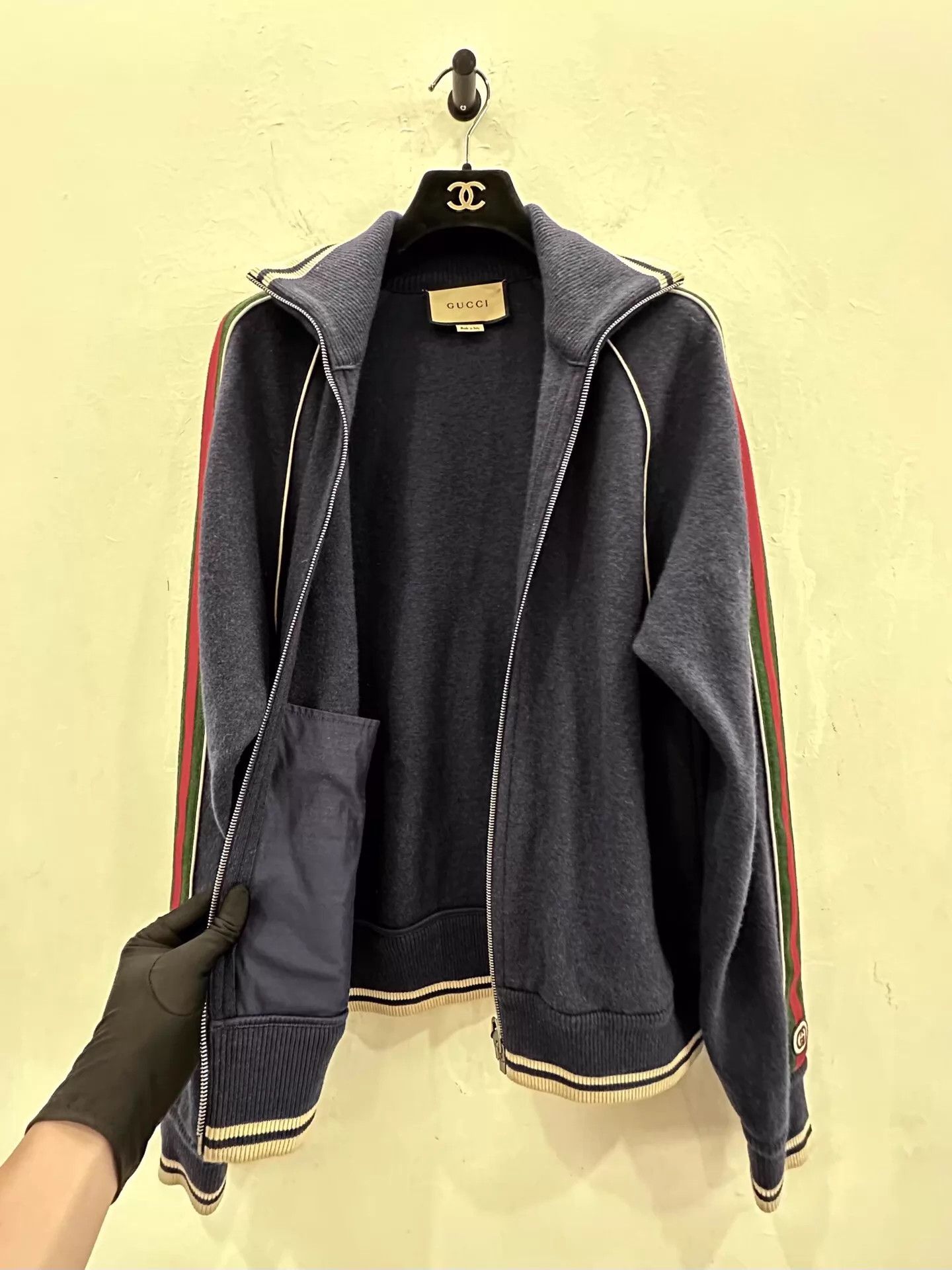Gucci Gucci Blue Cashmere GG Logo Side Red Green Web Jacket S Size US S / EU 44-46 / 1 - 4 Thumbnail