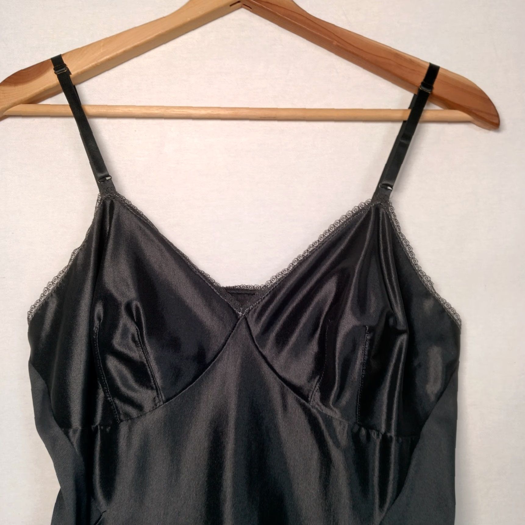 Vintage VINTAGE Lorraine Women's Slip Gown Size 34 Black Nylon Midi Stretch Panels Intimates Size ONE SIZE - 3 Thumbnail