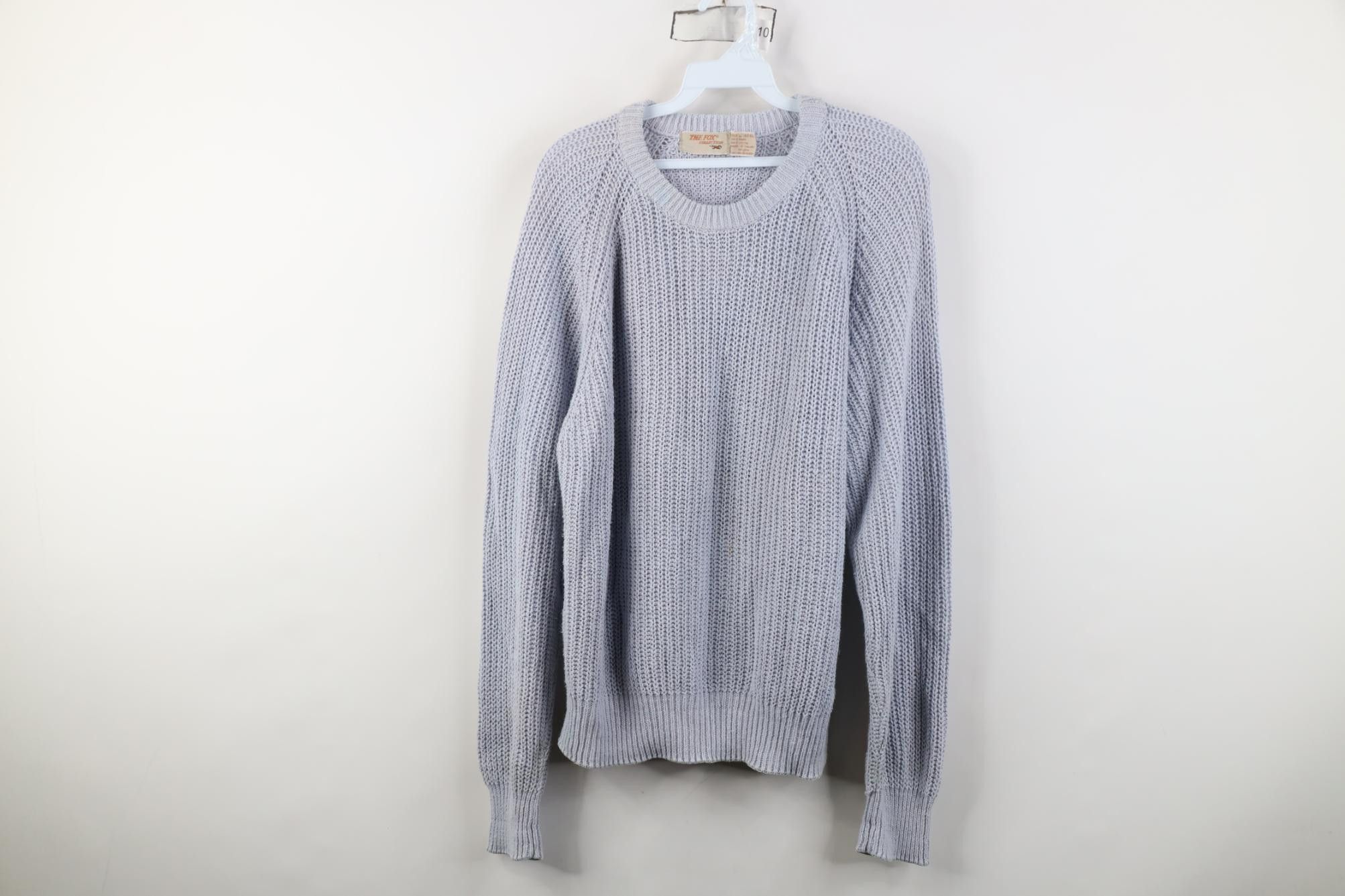 Vintage Vintage 90s Streetwear Ribbed Crewneck Sweater Light Blue Size US L / EU 52-54 / 3 - 1 Thumbnail