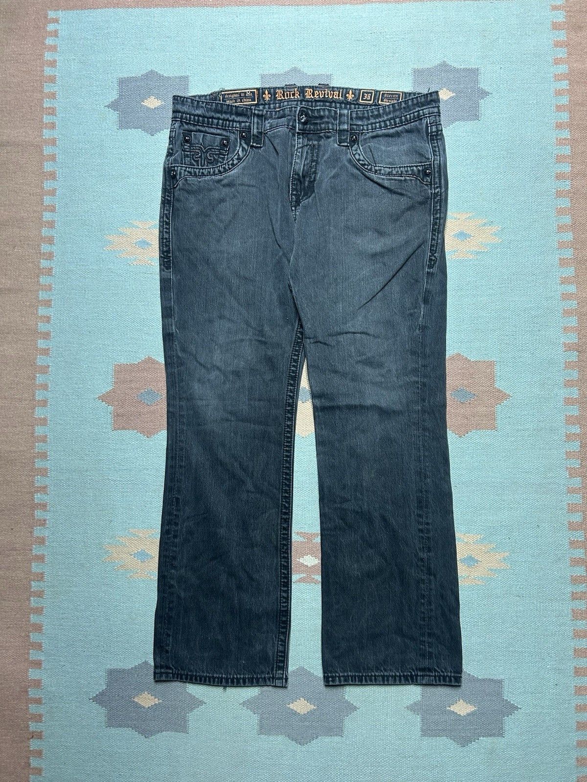 Rock Revival Rock Revival Steven straight jeans faded embroidered 40x32 Size US 40 / EU 56 - 5 Thumbnail