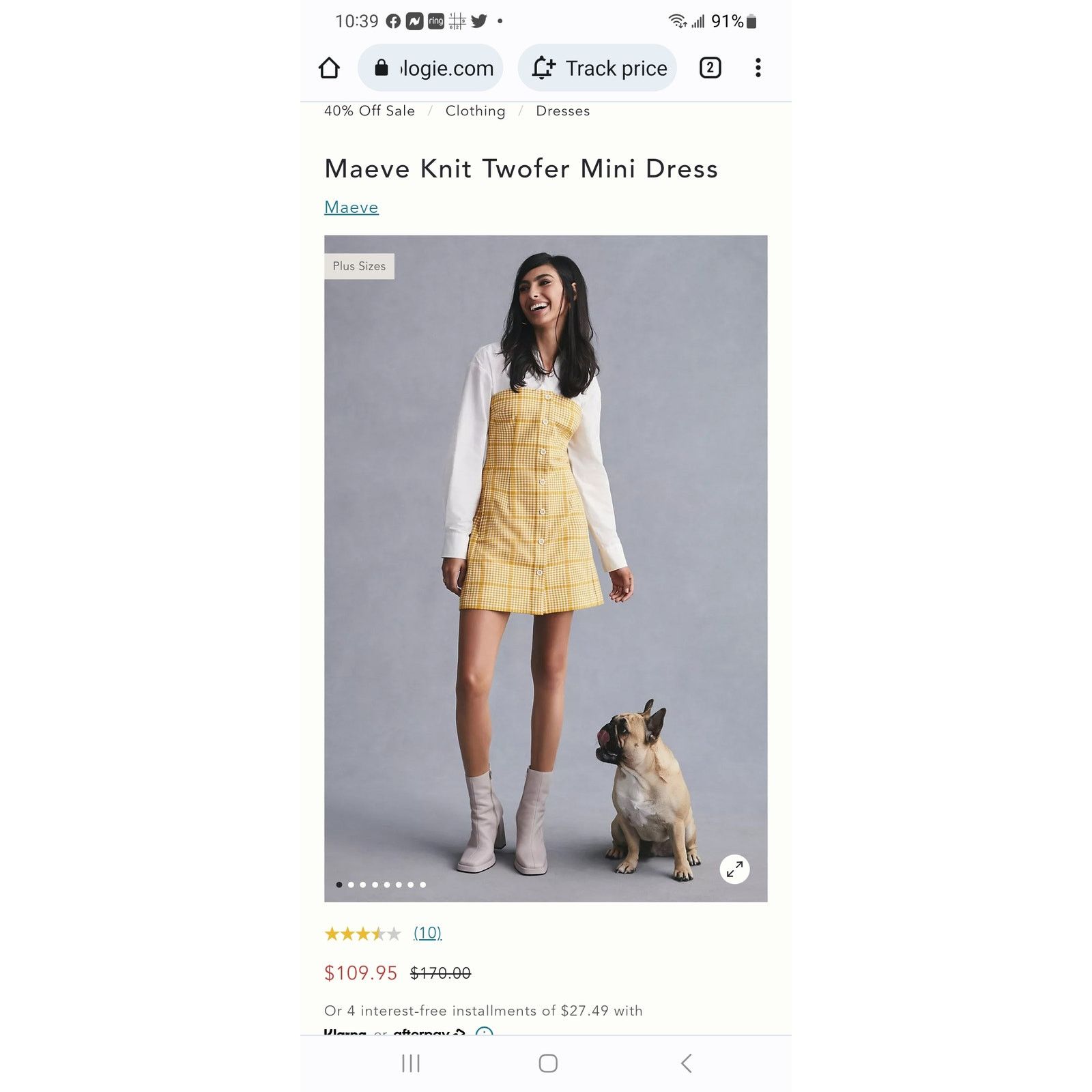 Anthropologie New Anthropologie Maeve Knit Twofer Mini Dress $170 Gold Size XXL / US 16-18 / IT 52-54 - 9 Thumbnail