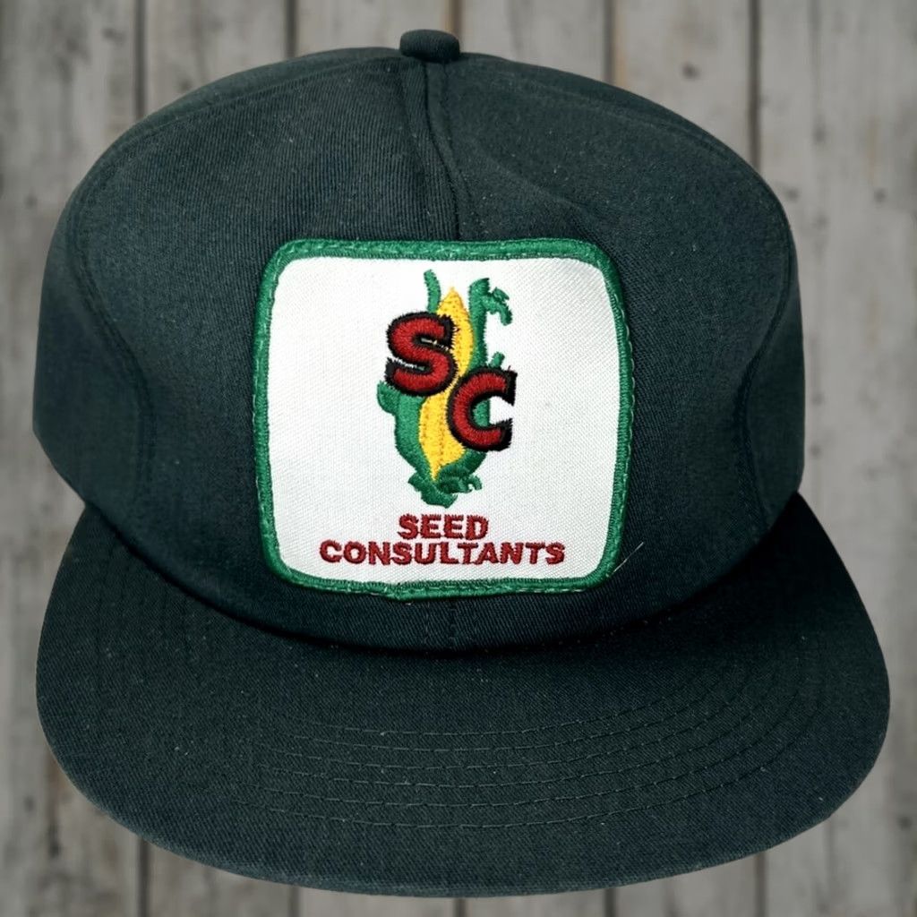 Vintage VINTAGE K-Products Trucker Hat Men Adjustable Foam Back Green Seed Consultants Patch 80s Snapback Cap Size ONE SIZE - 1 Thumbnail