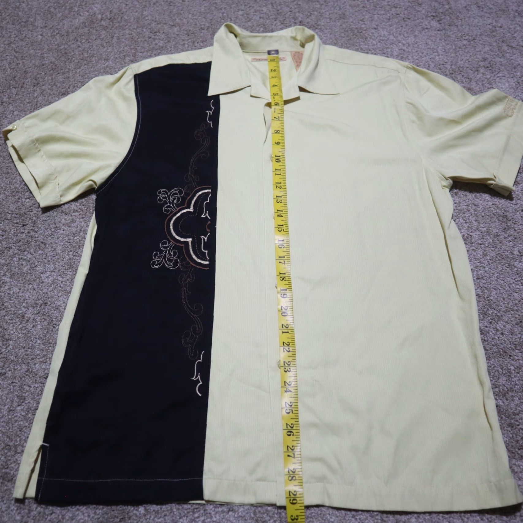 Vintage Havanera Shirt Men Medium Linen Rayon Blend Hawaiian Yellow Short Sleeve Button-Up Size US M / EU 48-50 / 2 - 7 Thumbnail