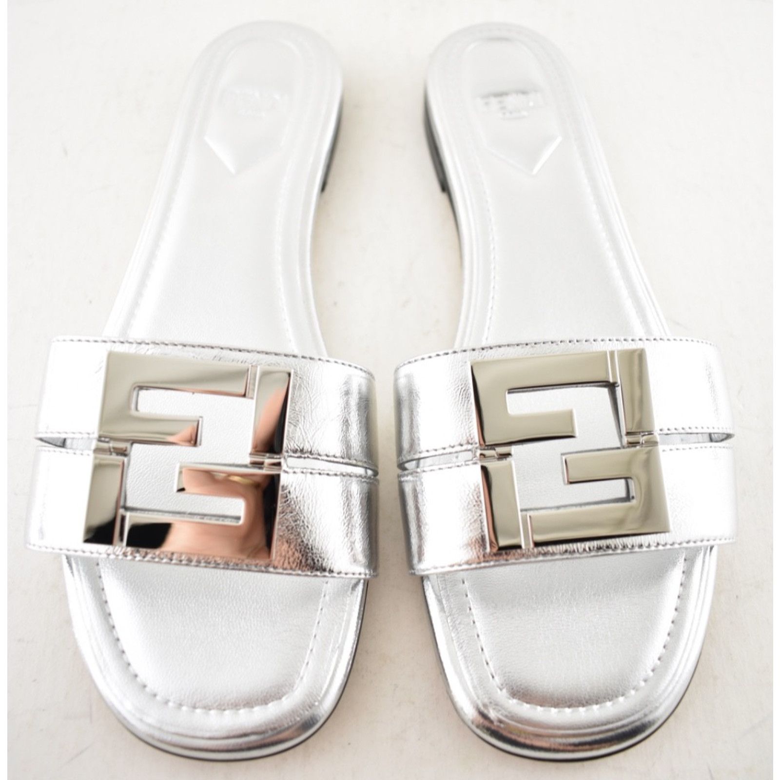 Fendi Fendi Fold Argento Silver FF Monogram Mule Slide Sandal 37 Size US 7 / IT 37 - 9 Thumbnail