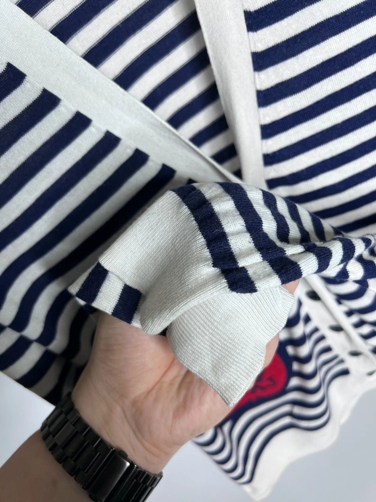 Armani Armani Jeans Womens Striped V-Neck Cotton Cardigan Size S-M Size S / US 4 / IT 40 - 8 Thumbnail