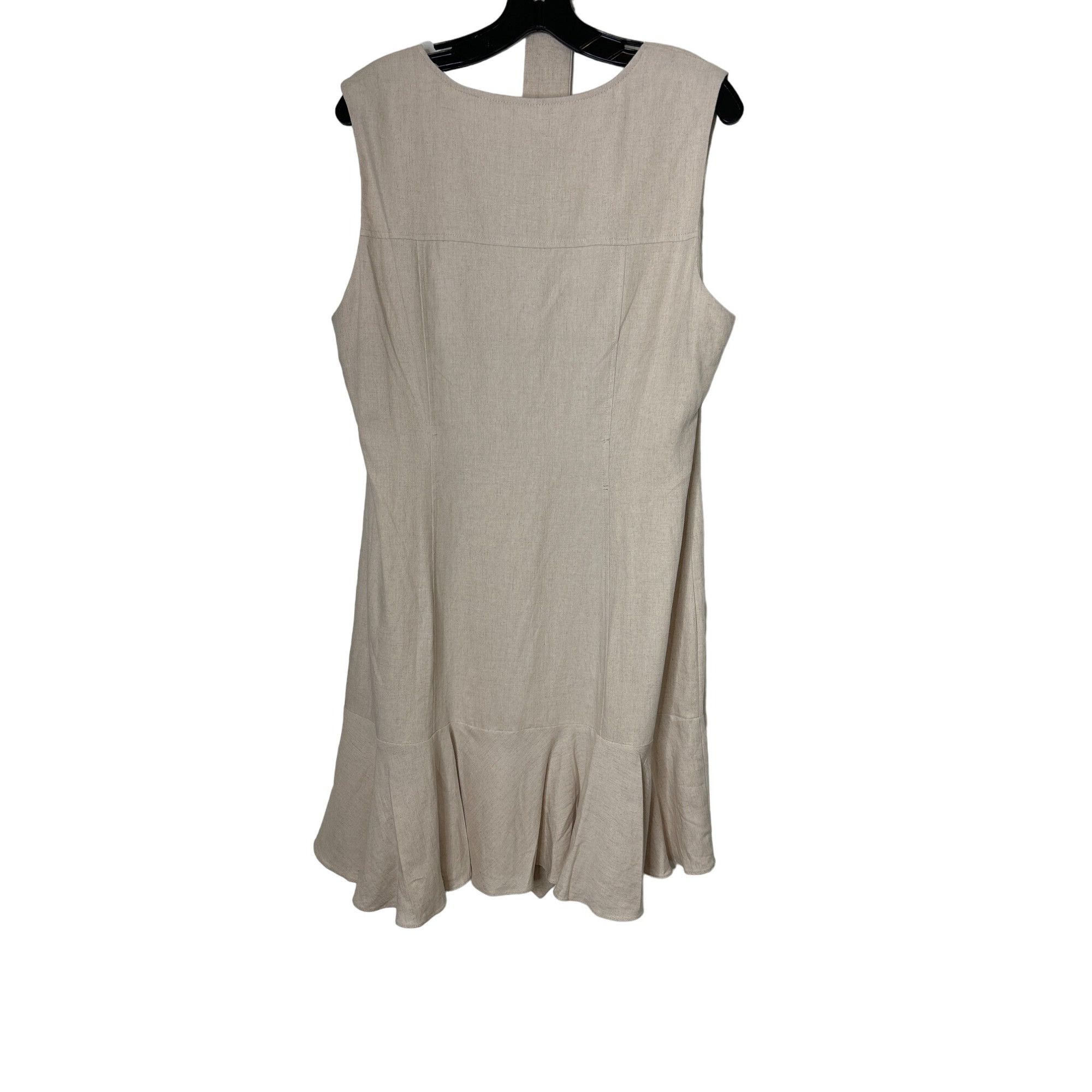 Nanette Lepore NANETTE LEPORE WOMEN'S WHEAT LINEN BELTED SLEEVESS DRESS SZ Size XL / US 12-14 / IT 48-50 - 3 Thumbnail