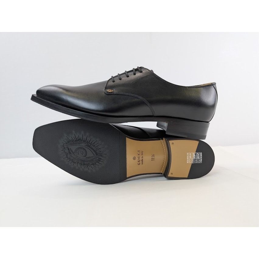 Gucci o1rshd1 Leather New Waxed Calf Lace Up Boots in Black Size US 12 / EU 45 - 14 Thumbnail
