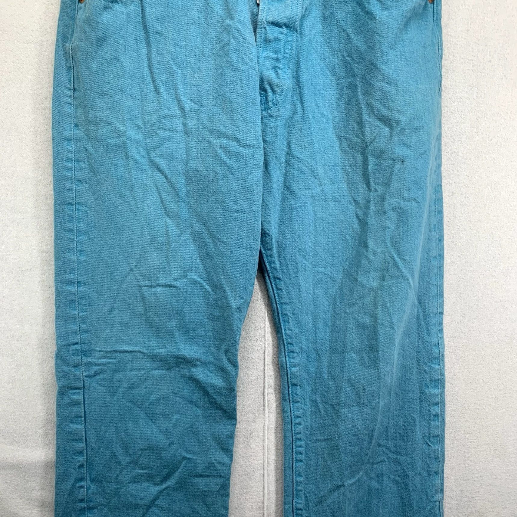 Levi's VINTAGE Levi's 501 Jeans Mens Washed Turquoise Button Fly Straight Leg 34x30 Lightweight Retro 80s 90s Size US 34 / EU 50 - 7 Thumbnail