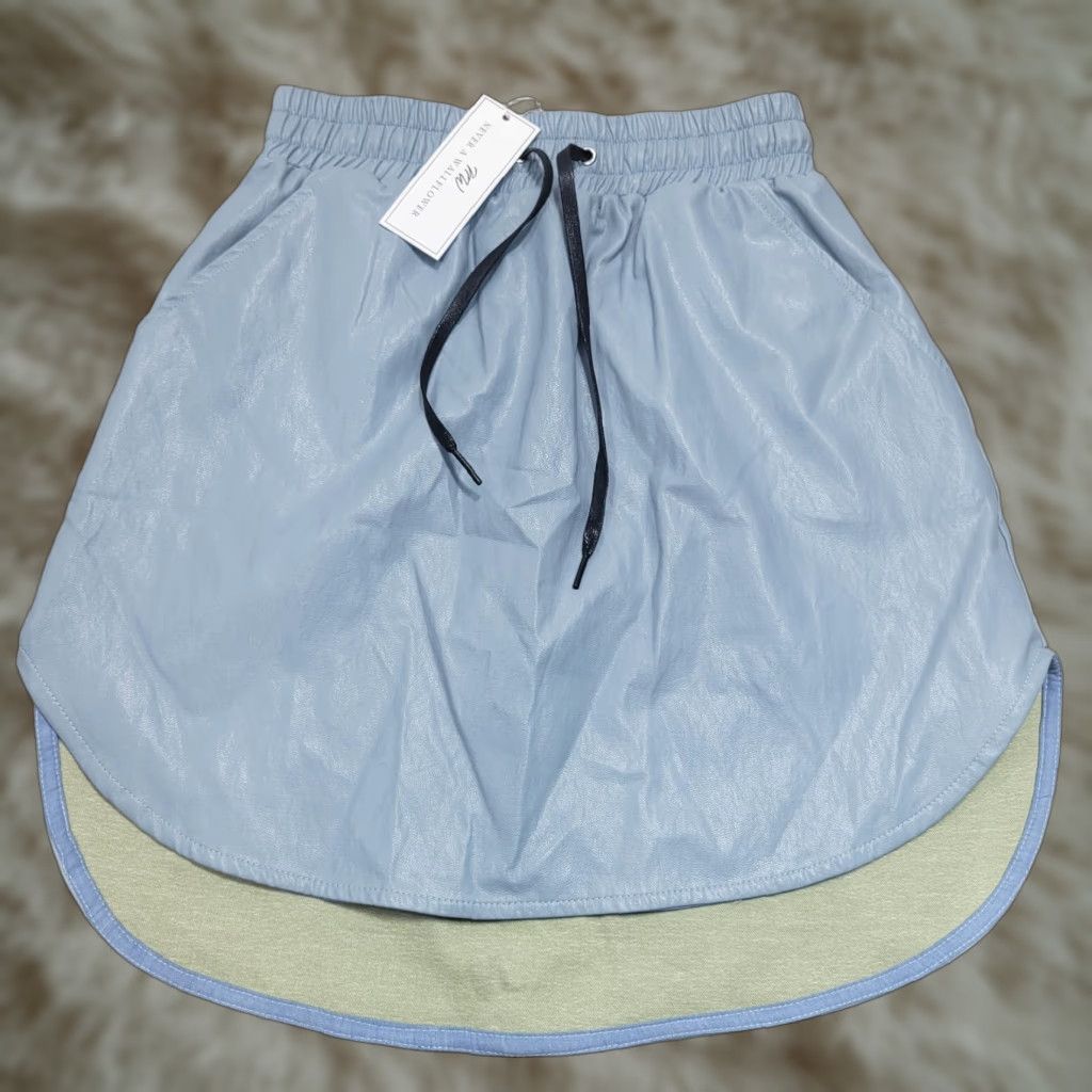 Vintage Never A Wallflower Skirt Mini Blue Faux Leather XS Size 26" / US 2 / IT 38 - 1 Thumbnail