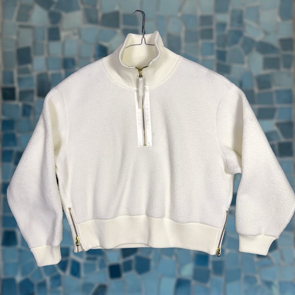 Varley Varley Roselle Sweatshirt Women L Sweater Fleece Half Zip Mock Pullover Egret Size L / US 10 / IT 46 - 1 Thumbnail