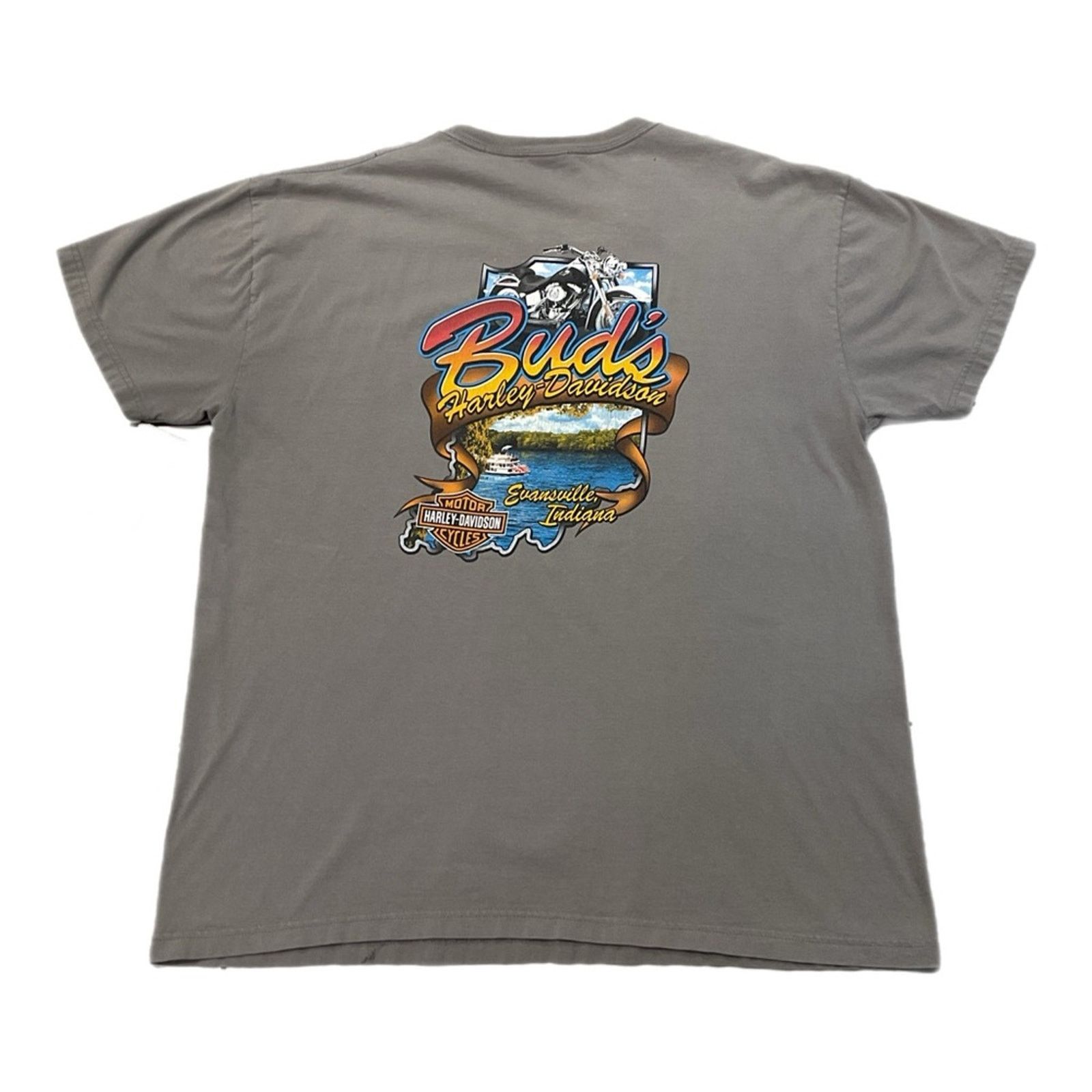 Harley Davidson Vintage 90s Harley Davidson Evansville, Indiana T-Shirt Size US XXL / EU 58 / 5 - 2 Thumbnail