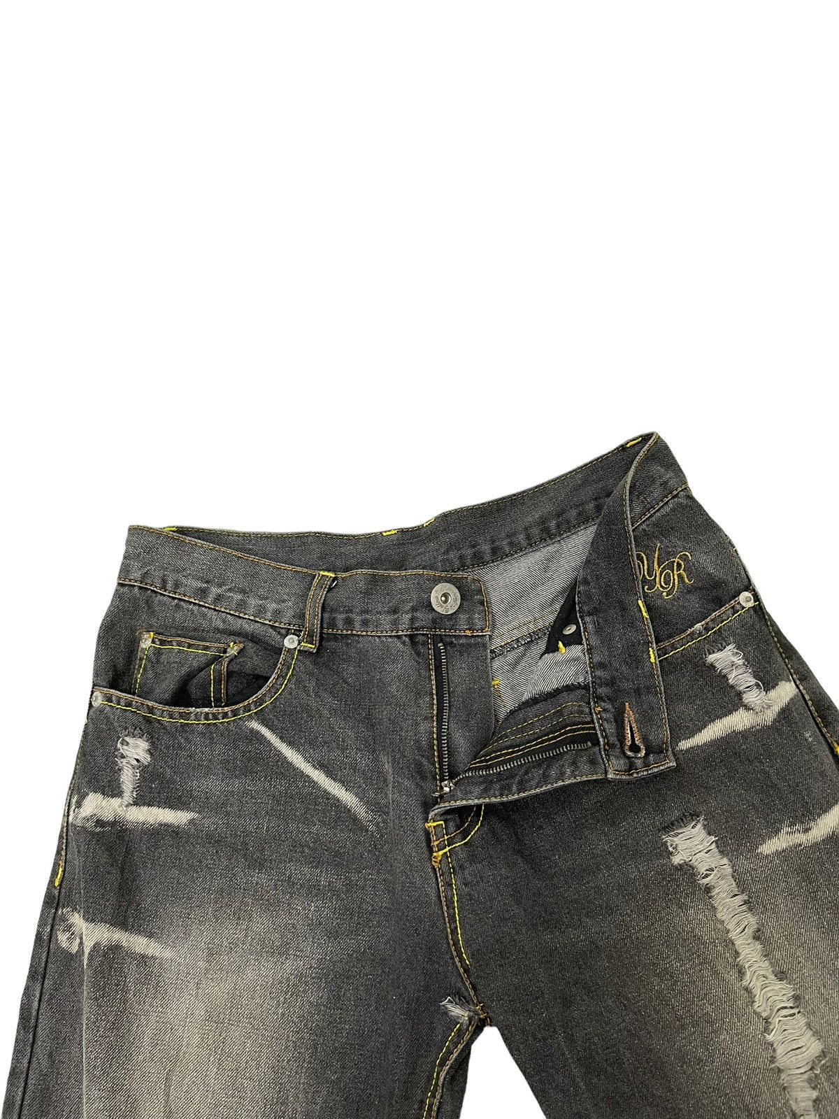 Japanese Brand Flare Jeans Yellow Ranking Distress Faded Boot Cut 7🟦4 Size US 31 - 9 Thumbnail