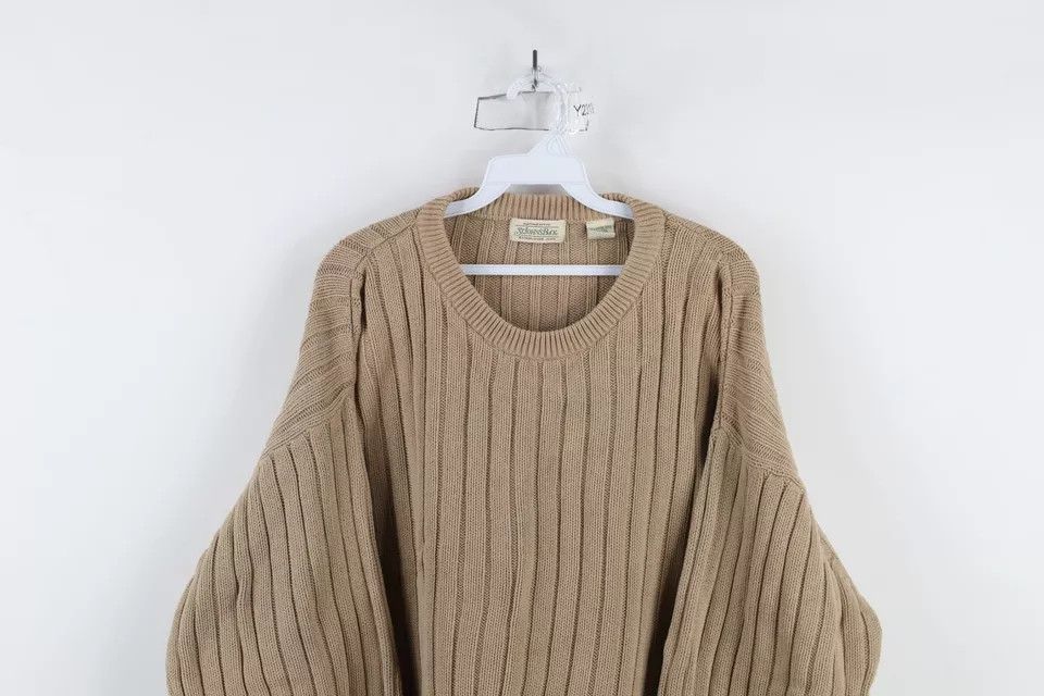 Vintage Vintage 90s Streetwear Ribbed Knit Crewneck Sweater Beige Size US XXL / EU 58 / 5 - 2 Thumbnail