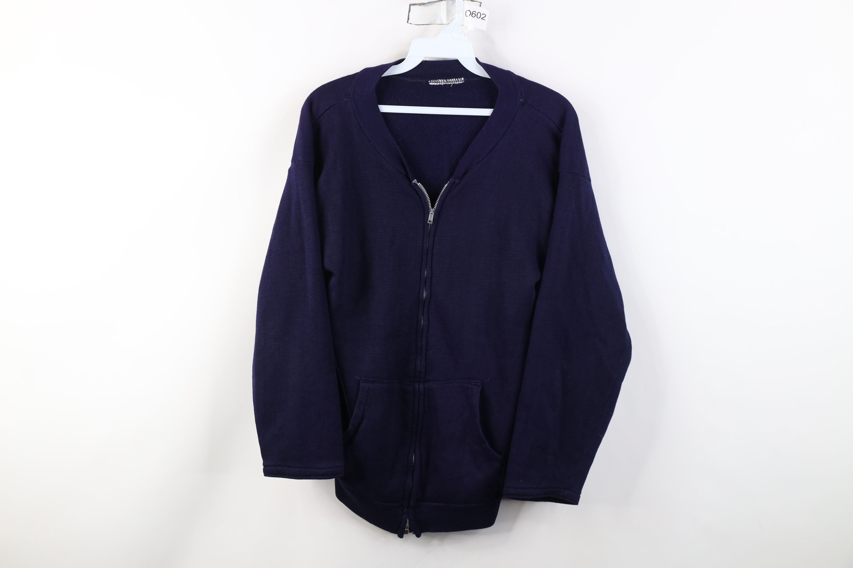 Vintage Vintage 70s Streetwear Blank Full Zip Sweatshirt Blue USA Size M / US 6-8 / IT 42-44 - 1 Thumbnail