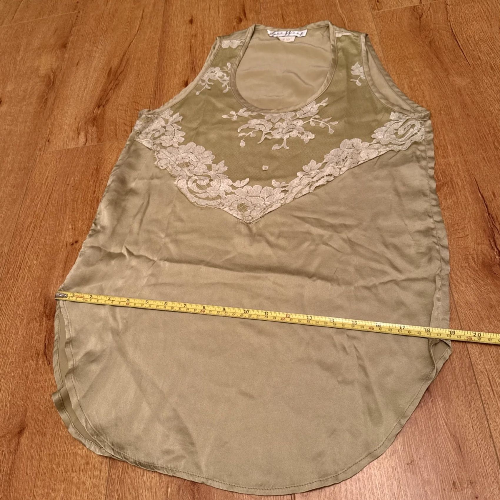 Vintage Sue Wong Silk Boho Sleeveless Floral Lace M Top Blouse Green Sage Green Pistachio Lace Womens M Size M / US 6-8 / IT 42-44 - 7 Thumbnail