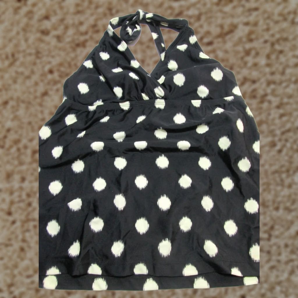 Mossimo Mossimo Womens Tankini S Black Polka Dot Halter Wireless Unlined Beach Sea Swim Pattern XS? Size ONE SIZE - 1 Thumbnail