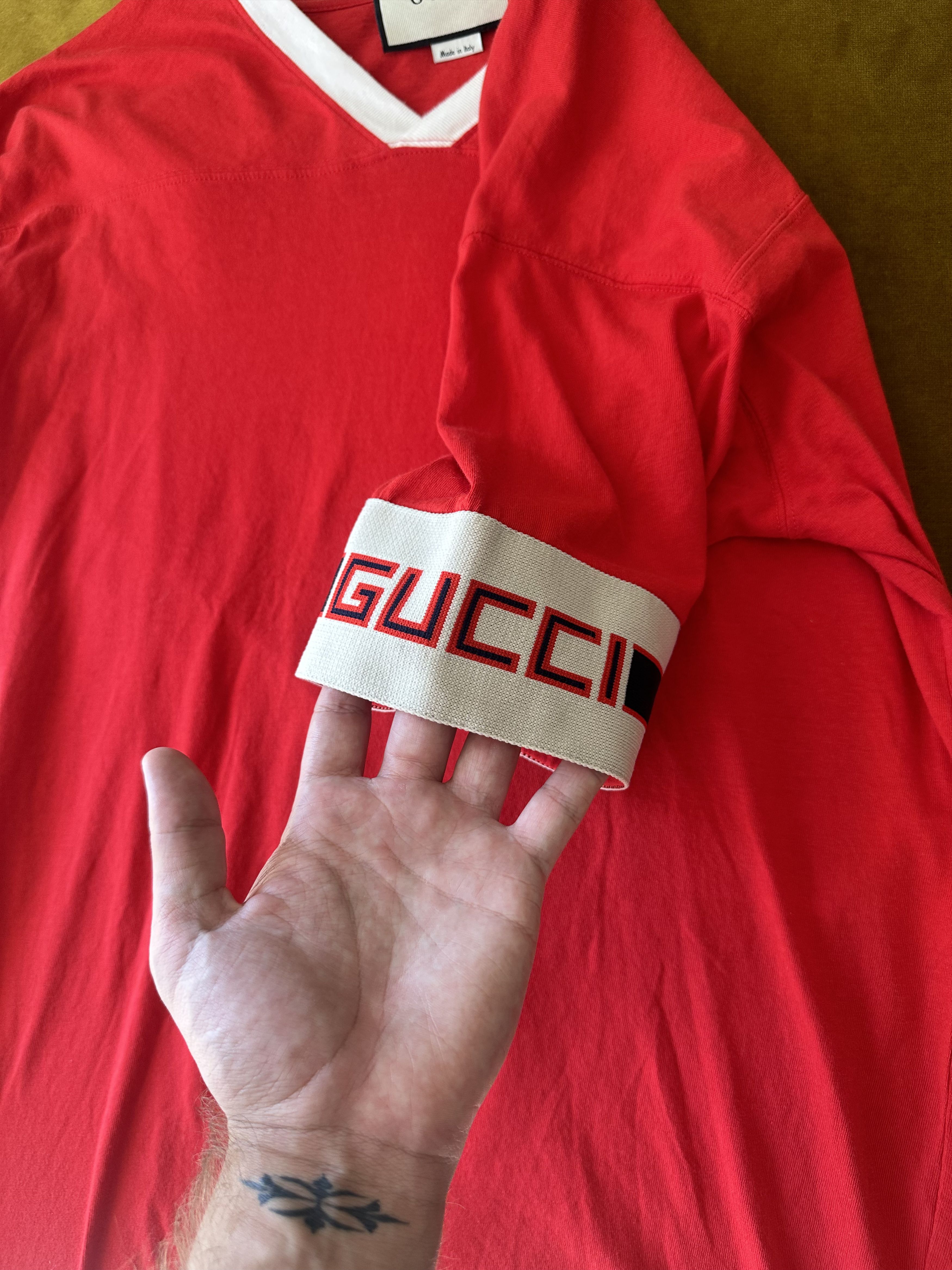 Gucci Gucci Stripe T-shirt With Embroidered Wolf Head Size US M / EU 48-50 / 2 - 4 Thumbnail