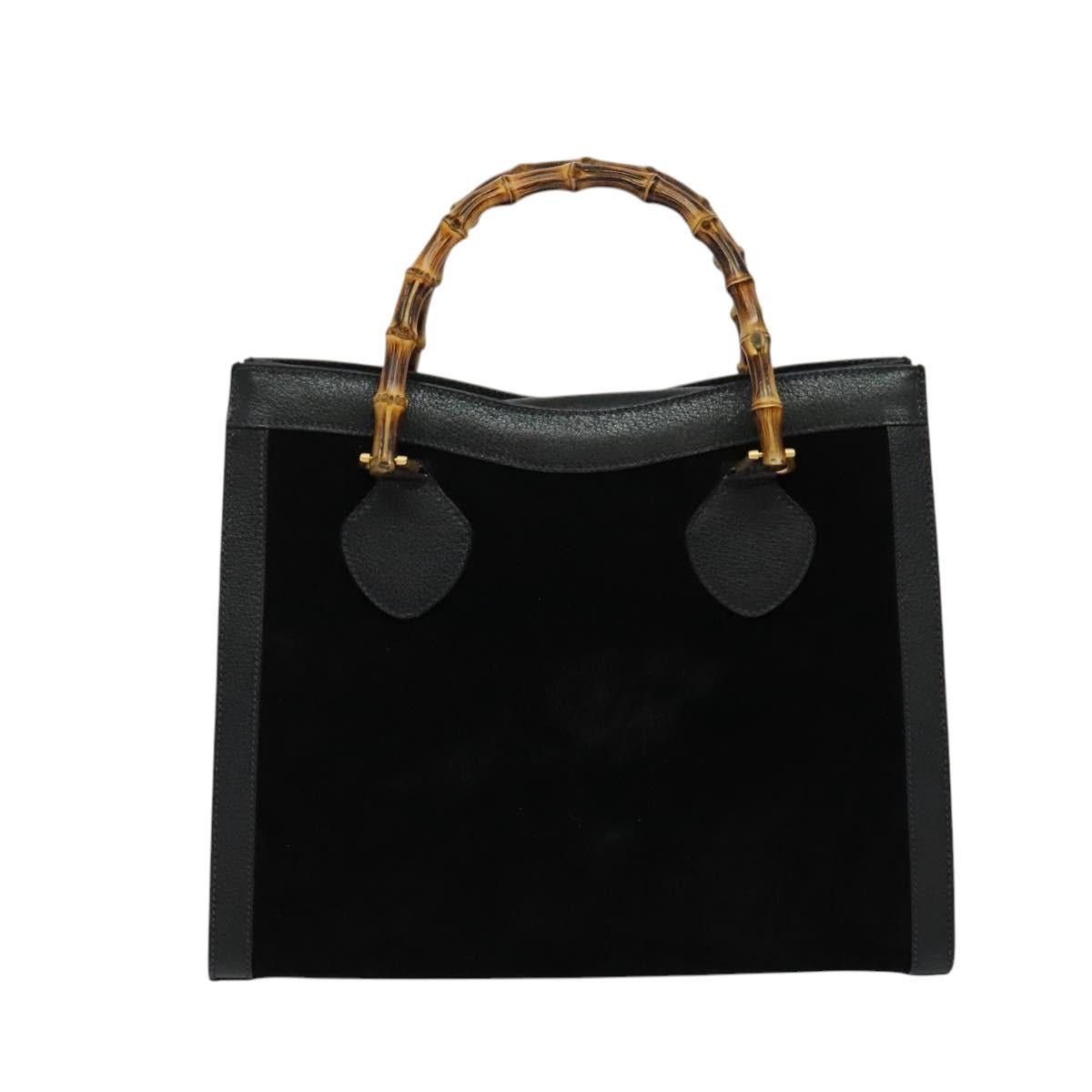 Gucci GUCCI Bamboo Hand Bag Suede Black Gold 002 1095 002 1095 Size ONE SIZE - 3 Thumbnail