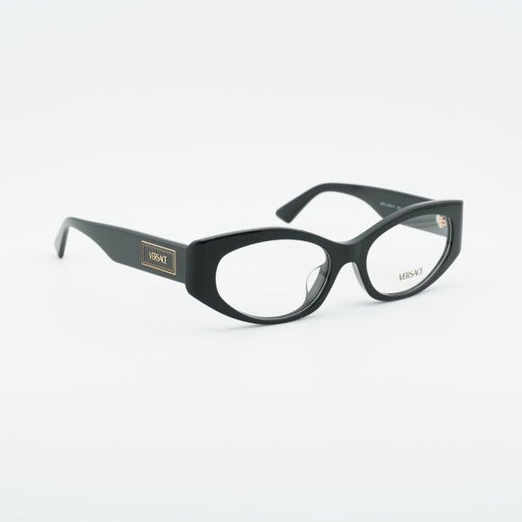 Versace Versace VE3369F GB1 Eyeglasses Black 53mm Oval Frame Size ONE SIZE - 4 Thumbnail