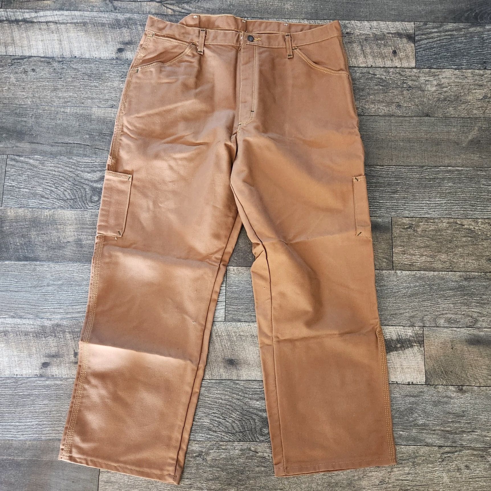 Vintage Bulwark FR Carpenter Pants 40x30 Canvas Duck Brown Durable Utility Pockets Work Mens Jeans Regular 40 Inseam 30 Straight" Size US 40 / EU 56 - 2 Thumbnail