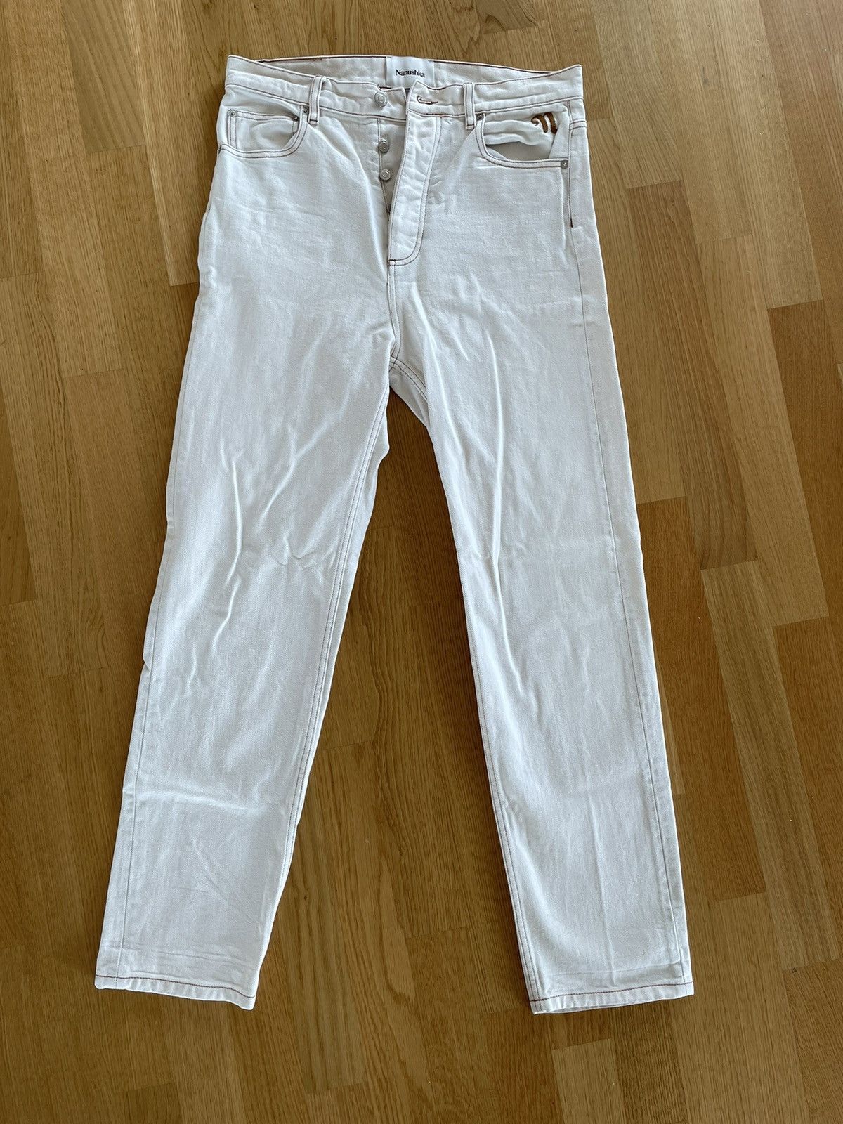 Nanushka Nanushka Offwhite/cream denim pants Size US 30 / EU 46 - 1 Thumbnail