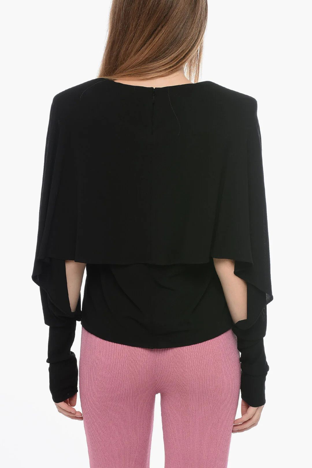 Saint Laurent Paris og1mm0326 Crepe-Jersey Blouse in Black Size M / US 6-8 / IT 42-44 - 2 Thumbnail