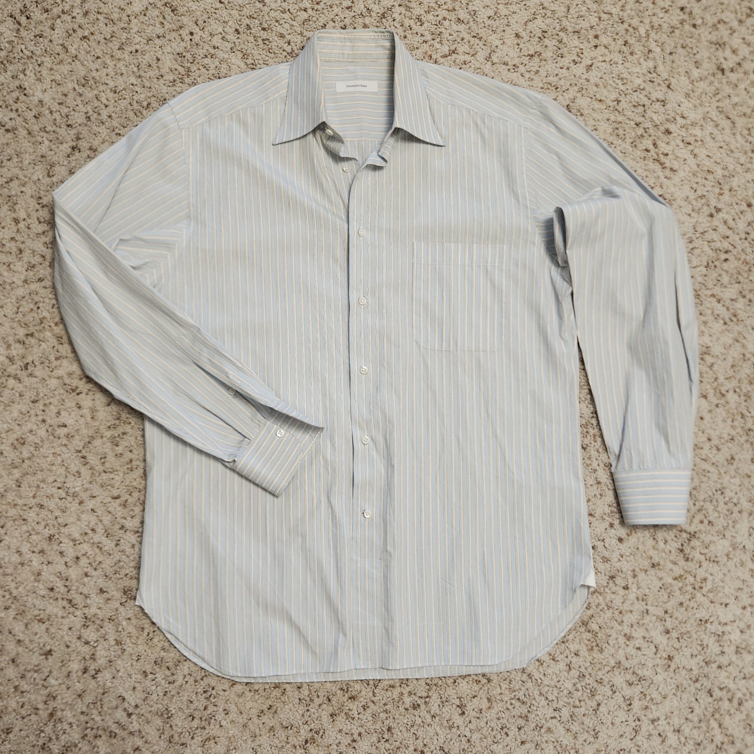 Ermenegildo Zegna Zegna men's striped shirt L cotton button front Size US L / EU 52-54 / 3 - 1 Thumbnail