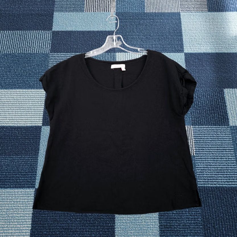 Vintage Fresh Produce Black Blouse Womens S Small Cap Sleeves Top Spring 2020 Round Neck Size S / US 4 / IT 40 - 1 Thumbnail