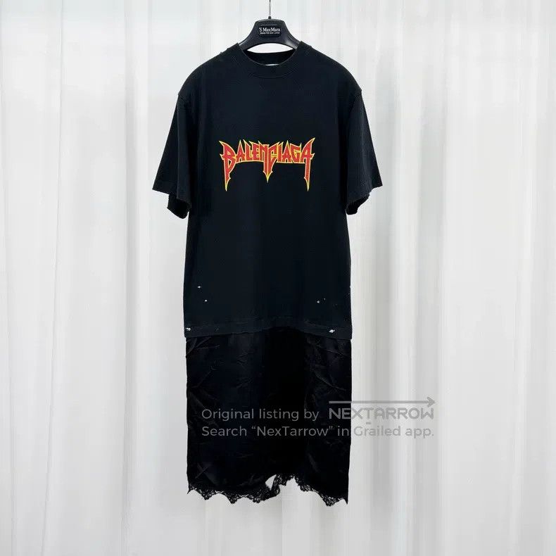 Balenciaga Exploded Letter Print Lace Dress