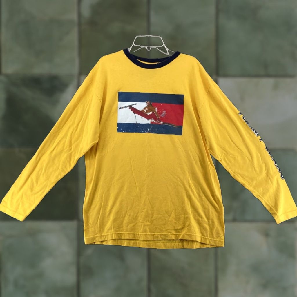 Tommy Hilfiger Tommy Hilfiger Mens T-Shirt S Yellow Graphic Ski Logo 90s Preppy Fall Winter Size US S / EU 44-46 / 1 - 1 Thumbnail