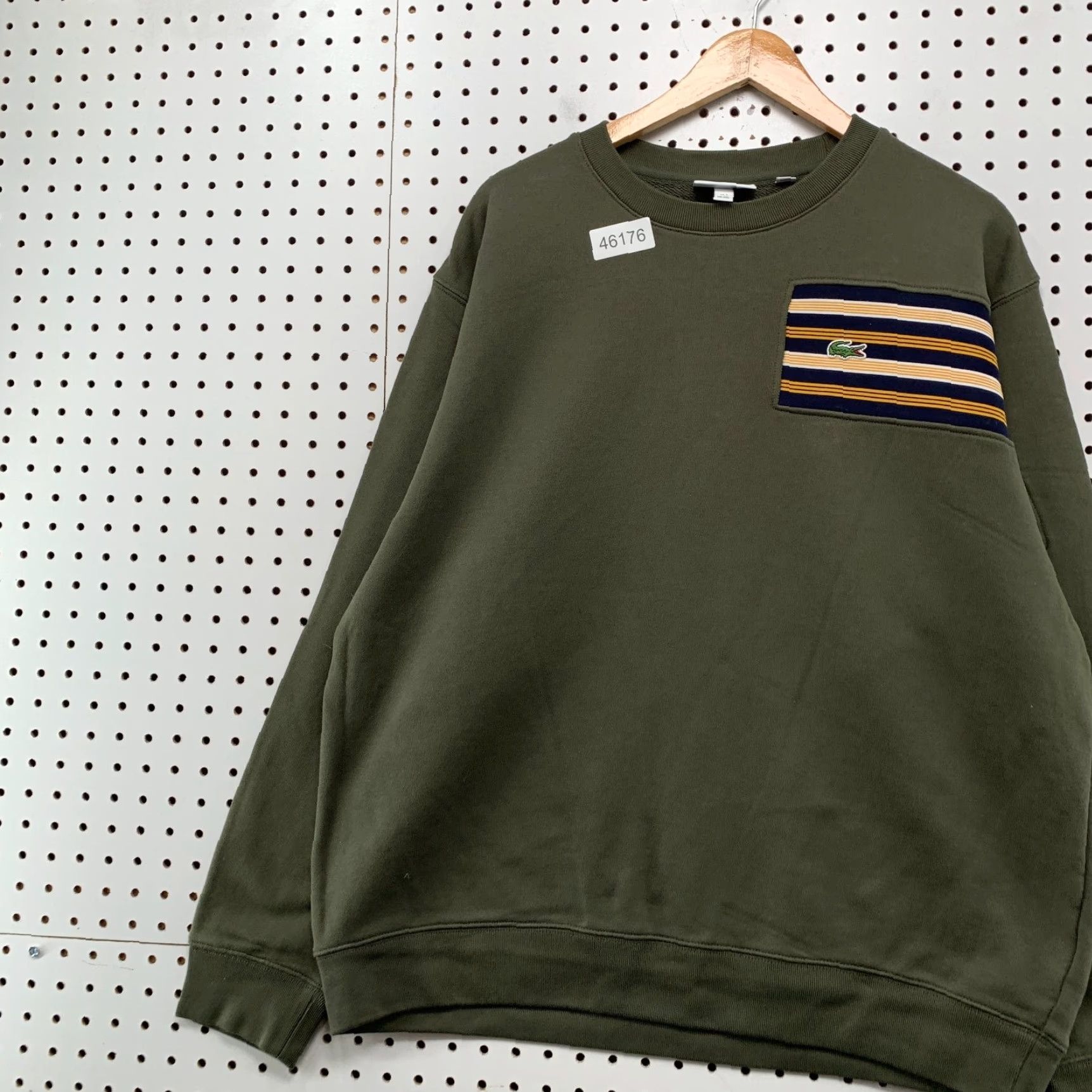 Lacoste Lacoste Sweatshirt Mens 2XL Olive Green Fleece Crewneck Pullover Striped Cotton Winter 2XL Mens Green Lacoste Sweatshirt Size US XXL / EU 58 / 5 - 5 Thumbnail