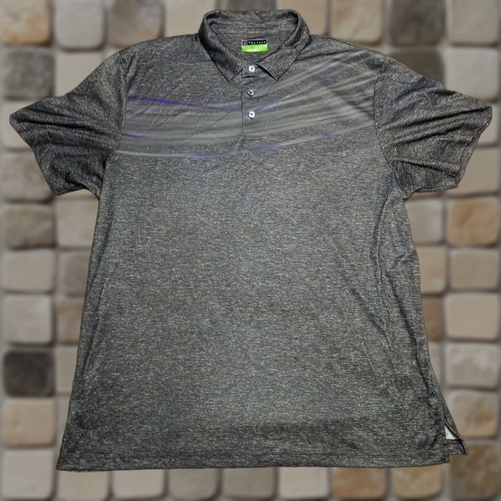 PGA Tour PGA TOUR Polo Shirt 2XL Athletic Short Sleeve Striped Gray Polyester Spandex Logo Golf Shirt Mens Polo Size US XXL / EU 58 / 5 - 1 Thumbnail