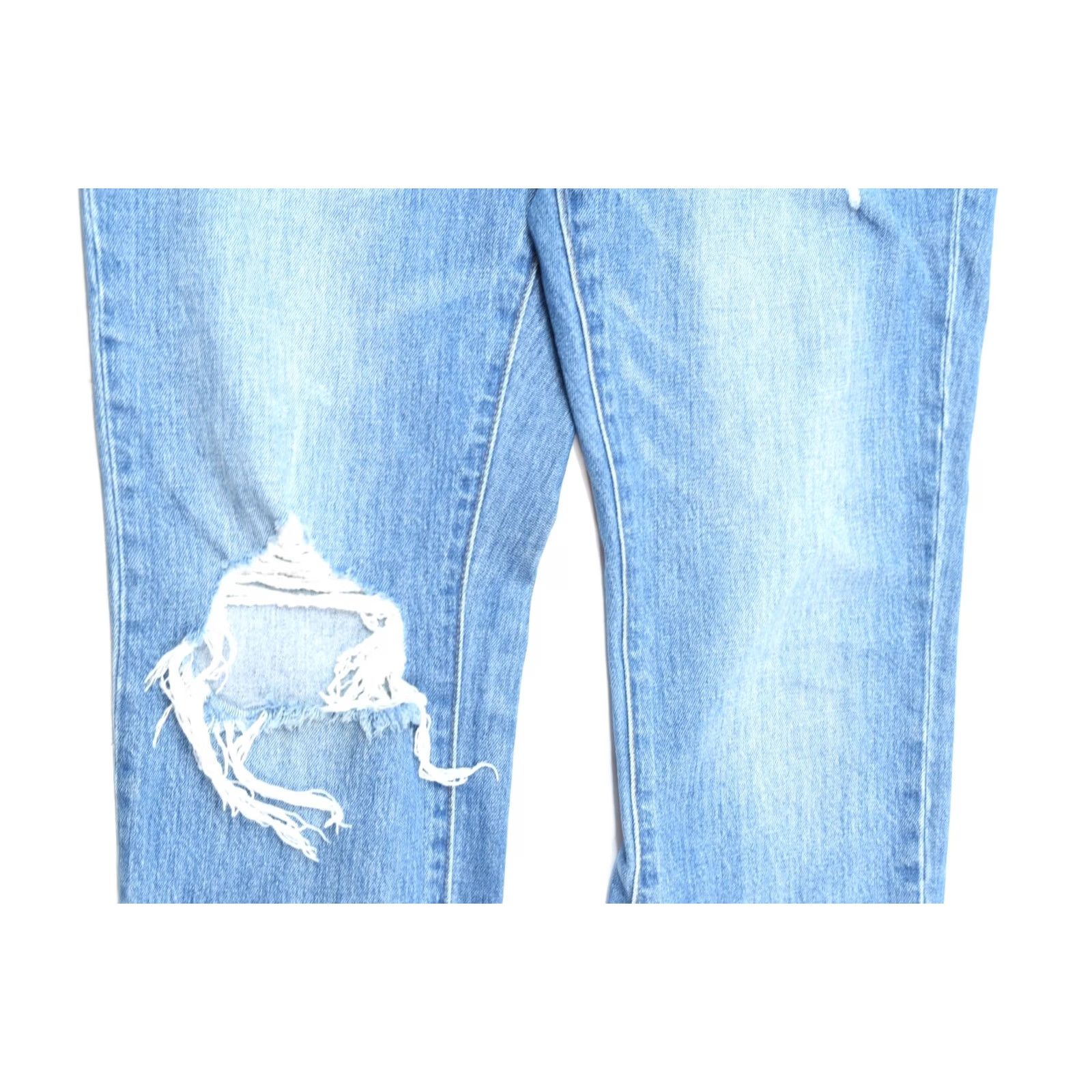 Madewell VINTAGE Madewell The High-Rise Slim Boyjean Womens 27 Blue Distressed Stretch Slim Relax Size 27" / US 4 / IT 40 - 3 Thumbnail