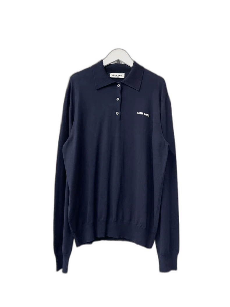 Prada MiuMiu New Navy Blue Long Sleeve Polo Size US XXL / EU 58 / 5 - 1 Thumbnail
