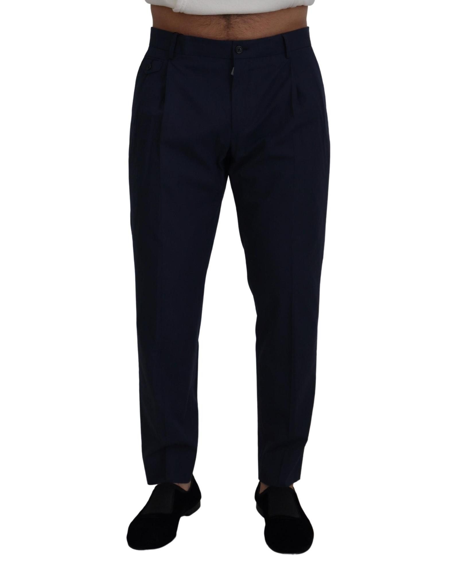 image of Dolce Gabbana Slim Fit Cotton Pants in Blue, Men's (Size 30)