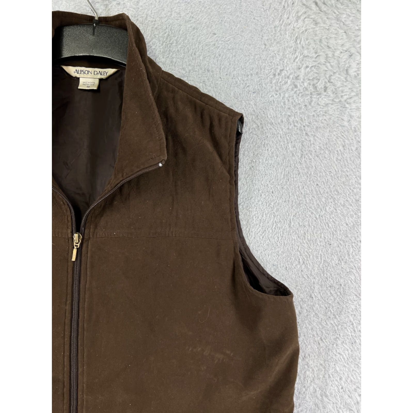 Vintage Allison Daley Vest Women 14 Brown Full Zip Pockets Polyester Blend Camping Hike Womens Size XL / US 12-14 / IT 48-50 - 5 Thumbnail
