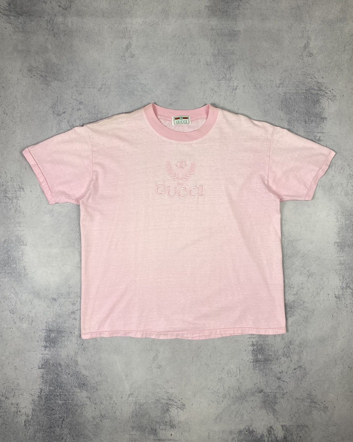 Vintage Vintage 90s Gucci Italy Emroidered Logo Pink Bootleg Tee Size US M / EU 48-50 / 2 - 2 Thumbnail