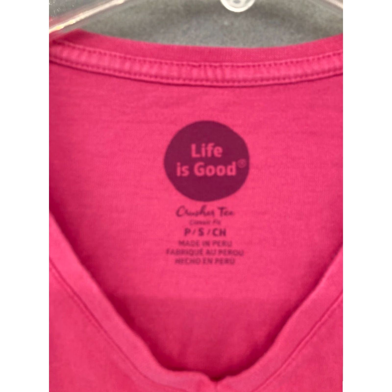 Life is Good Life Is Good Womens V-Neck T-Shirt Small Pink Graphic Print Outdoor Casual Tee Size S / US 4 / IT 40 - 6 Thumbnail
