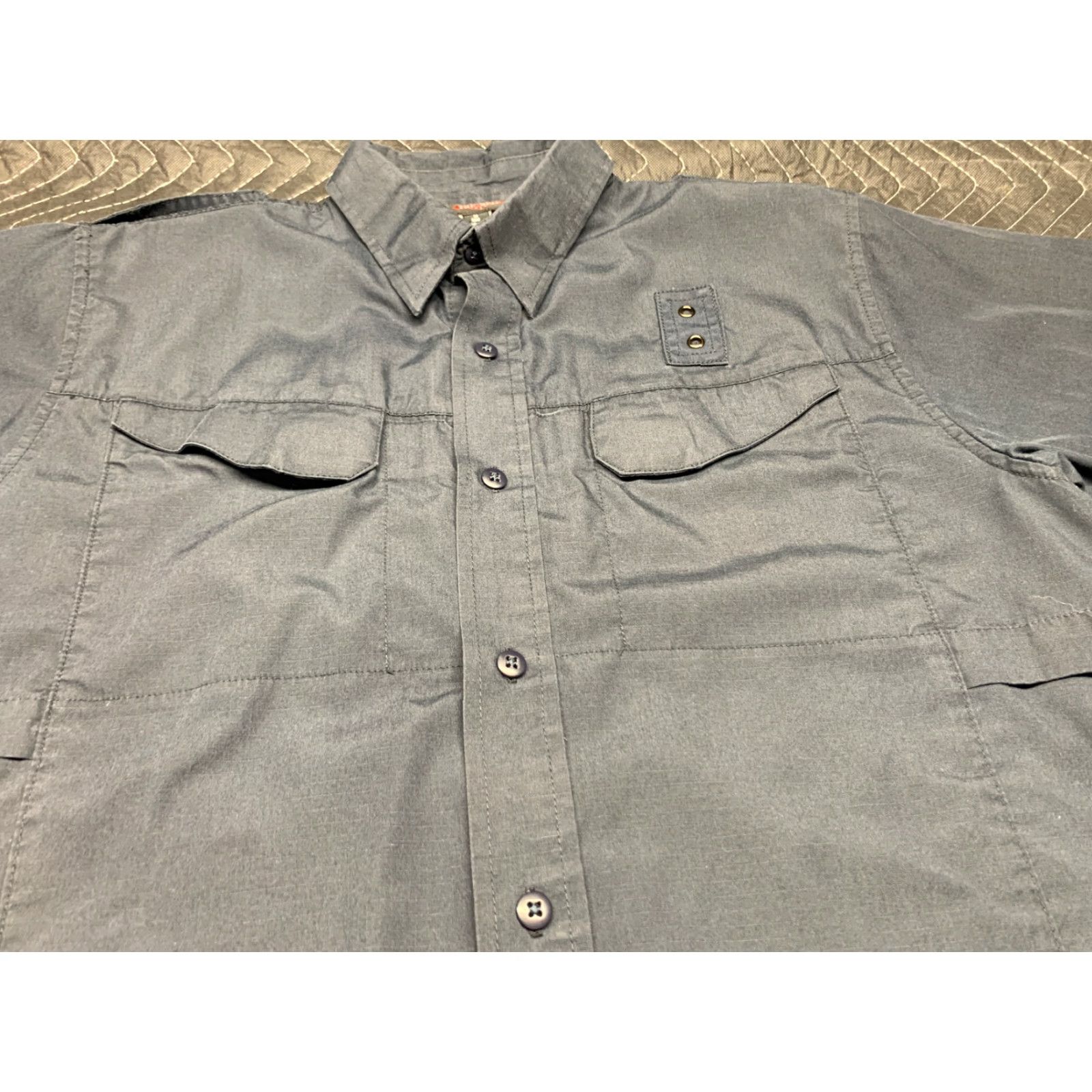 Vintage TRU-SPEC Men’s Button-Up Shirt Medium Short Sleeve Solid Ripstop Black Tactical Casual Dress Size US M / EU 48-50 / 2 - 2 Thumbnail