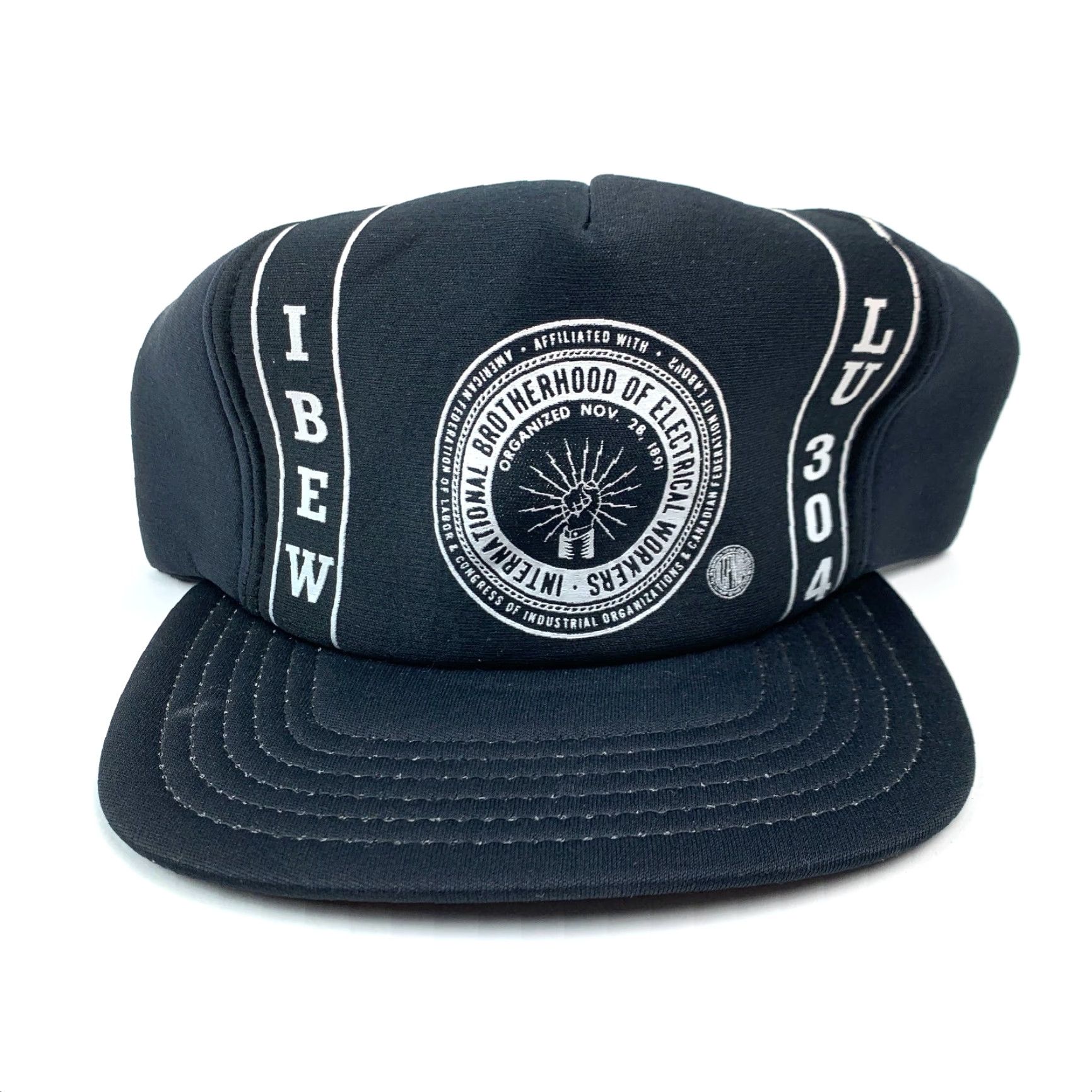 Vintage VINTAGE Leader MFG. CO. IBEW Cap Hat Snapback Black One Size Men/Women? Size ONE SIZE - 3 Thumbnail