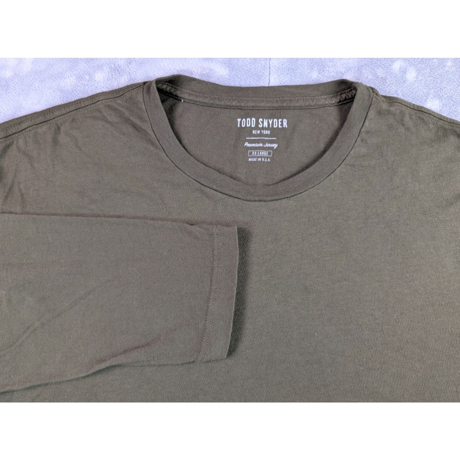 Todd Snyder Todd Snyder Shirt 2XL Green Cotton Logo USA Long Sleeve T-Shirt Mens Size US XXL / EU 58 / 5 - 2 Thumbnail