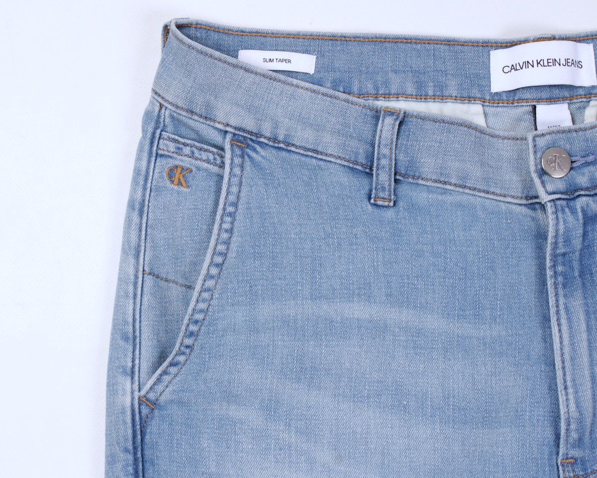 Calvin Klein × Designer Calvin Klein Jeans Light Blue Slim Taper Chino Style Jeans Size US 32 / EU 48 - 10 Thumbnail
