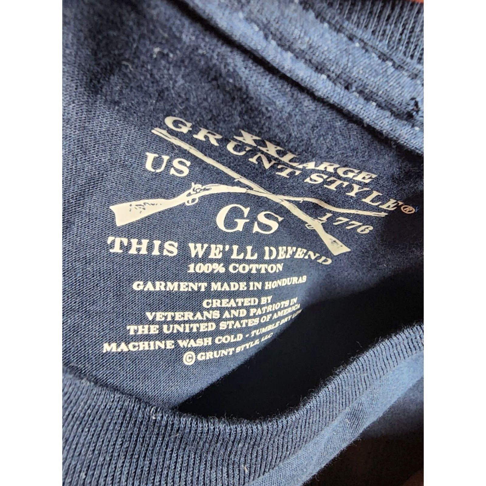 Vintage Grunt Style Blue Stripe LEO Thin Blue Line Police T-Shirt Men's 2XL Size US XXL / EU 58 / 5 - 4 Thumbnail